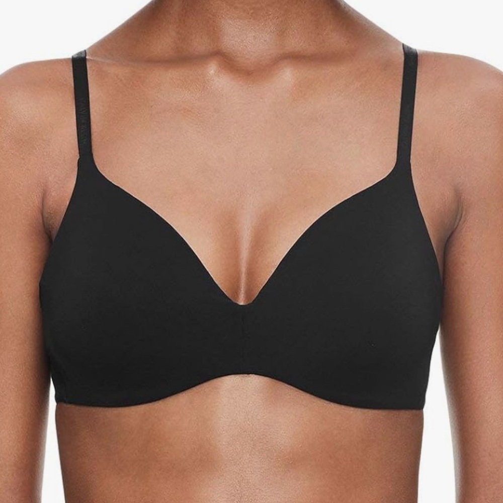 Calvin Klein Perfect Fit Black Wireless Lightly Lined Contour Bra Size XL